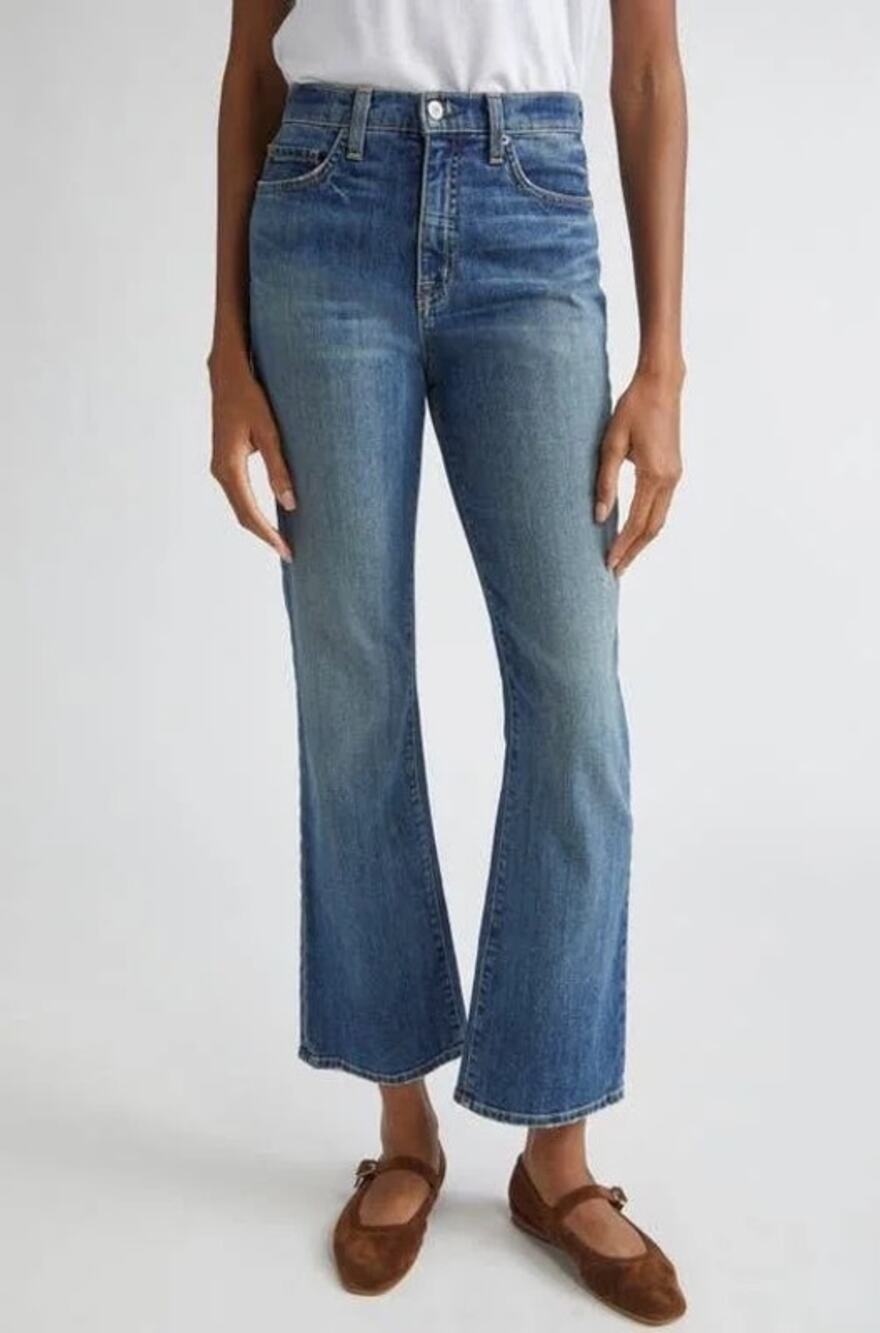Nili Lotan Womens Bootcut Jeans Size 30 Classic Wash Blue High Rise Ankle NWT